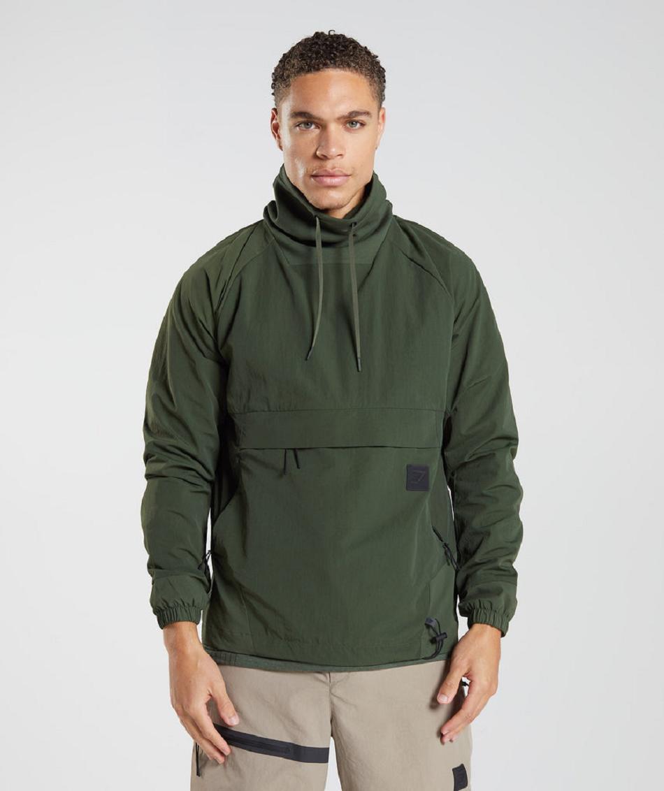 Correr Con Capucha Gymshark Retake Anorak Hombre Verde Oliva | CO 3668GSO